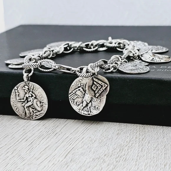 Silpada Sterling Silver Roman Coin Cha Cha Bracelet B1624